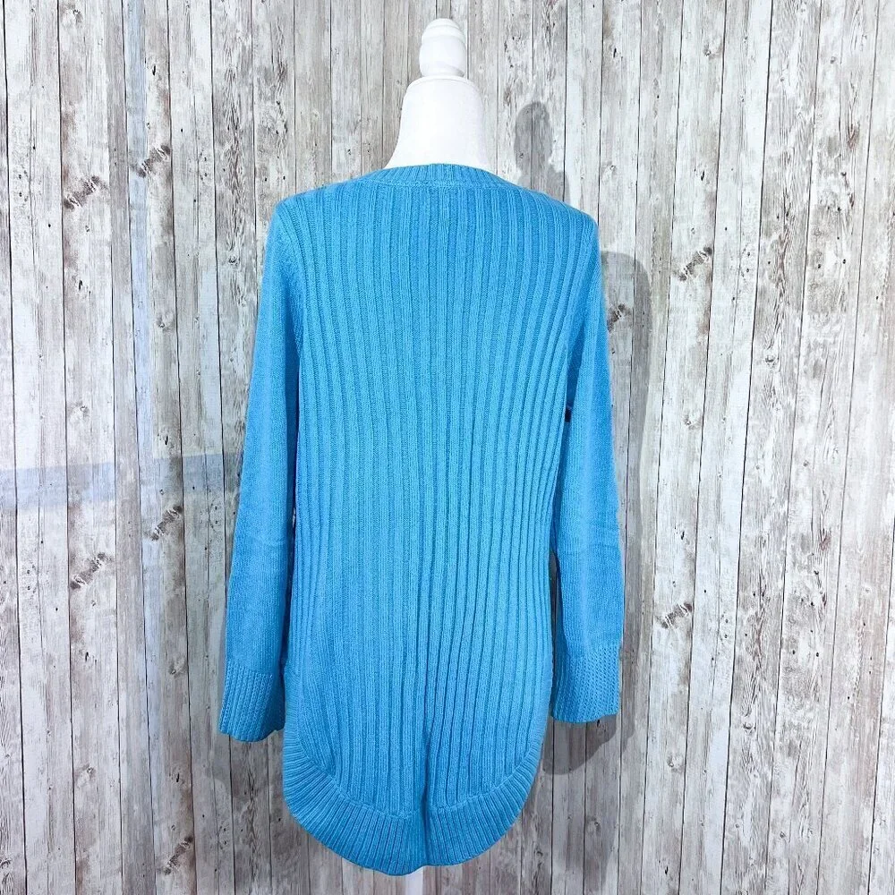Women's New York & Company Sweater | Blue | Crew Neck | Large | Cable Knit - Picture 4 of 14